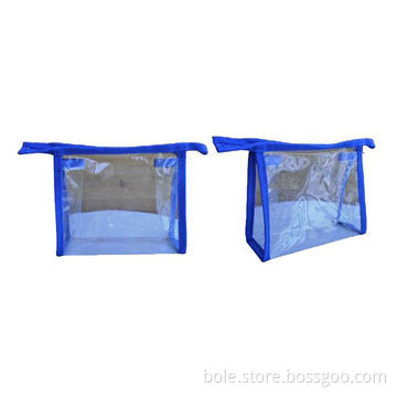 PVC cosmetic bag with nylon zipper closure, 15.5x13.5x6cm size, can be customized